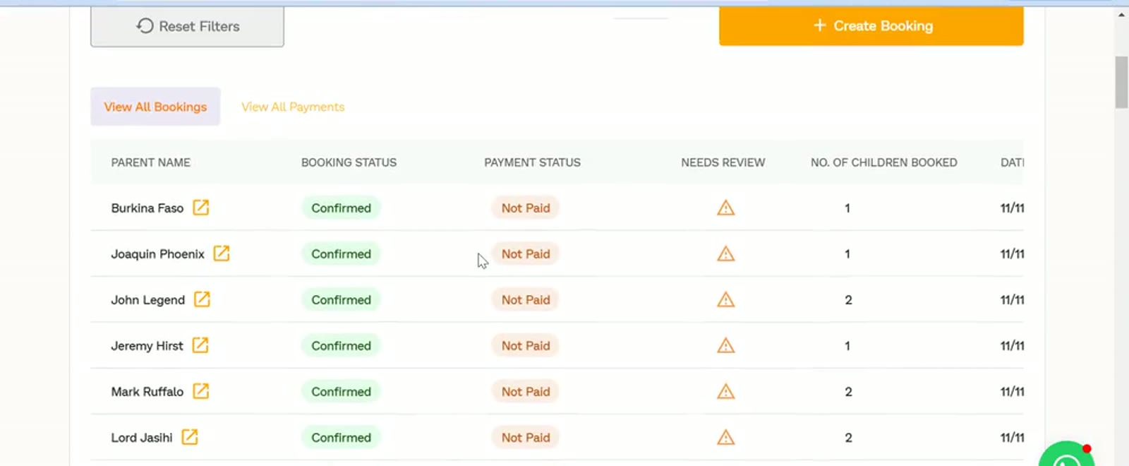 Little Yogi booking platform interface
